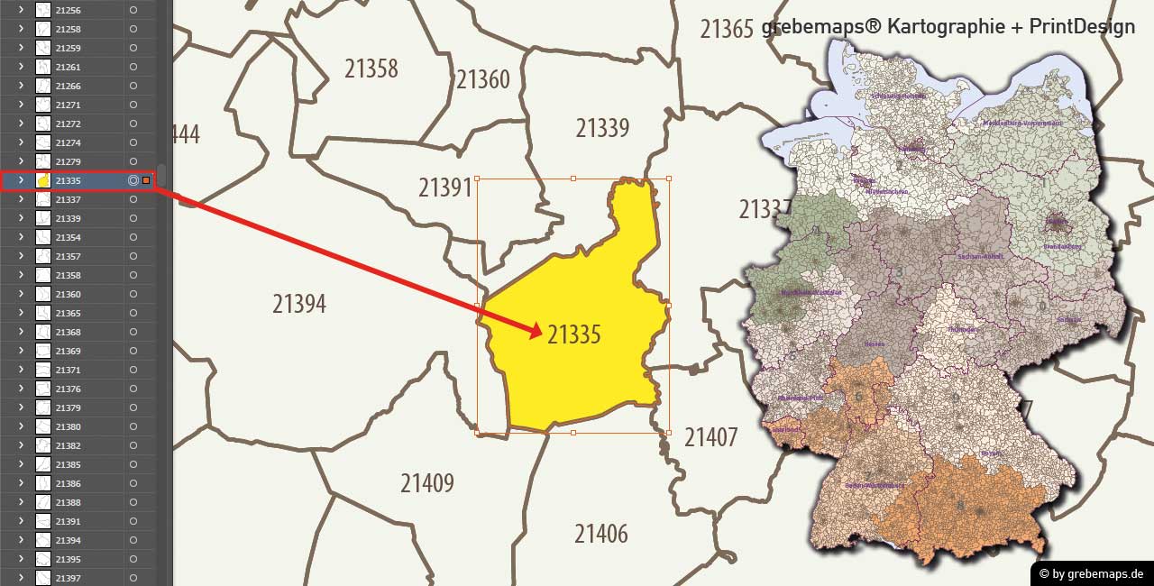 Plz Karte Deutschland 5 Stellig Vektorkarte Ebenen Separiert 19 Grebemaps Kartographie