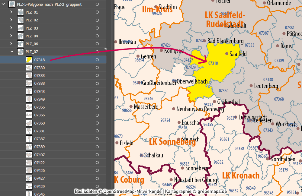 Karte Postleitzahlen Deutschland, Postleitzahlenkarte Deutschland 5-stellig, AI, download, bearbeitbar, Vektorkarte, Vektor, Vektorgrafik