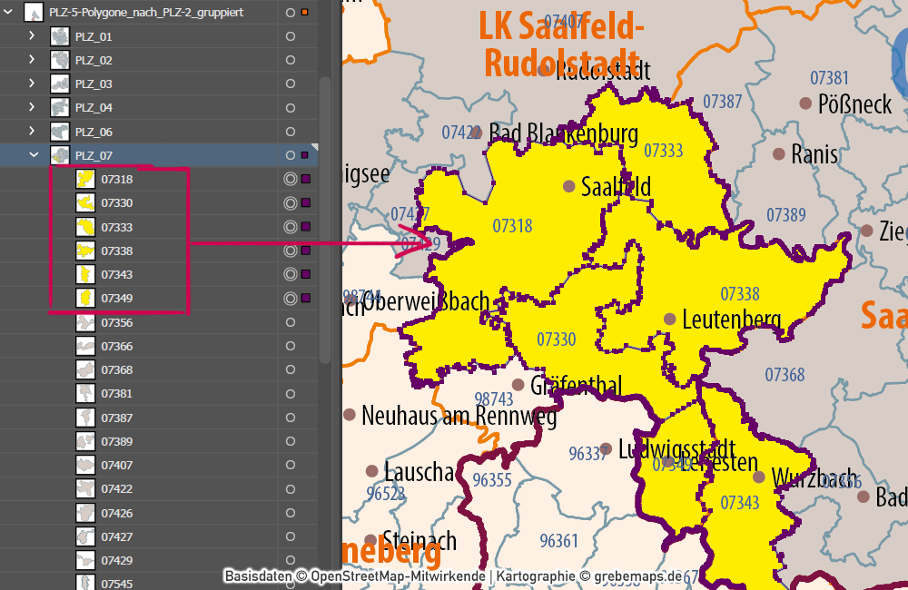 Gebiet 67 karte plz Stadtplan Heusweiler