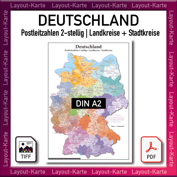 Postleitzahlenkarte Deutschland Layout-Karte